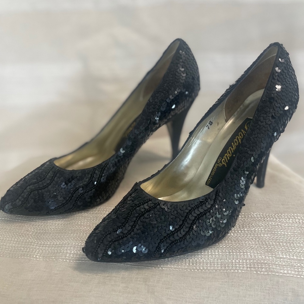 Sequin Black heels